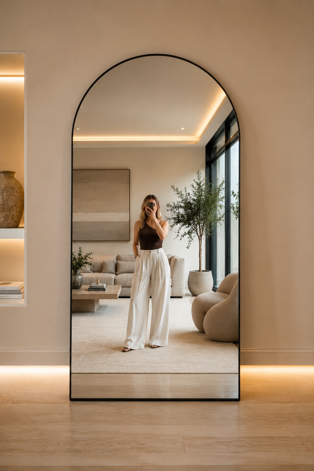 Eleson Arch Top Staande Spiegel – Zwart Frame | 200 × 100 cm